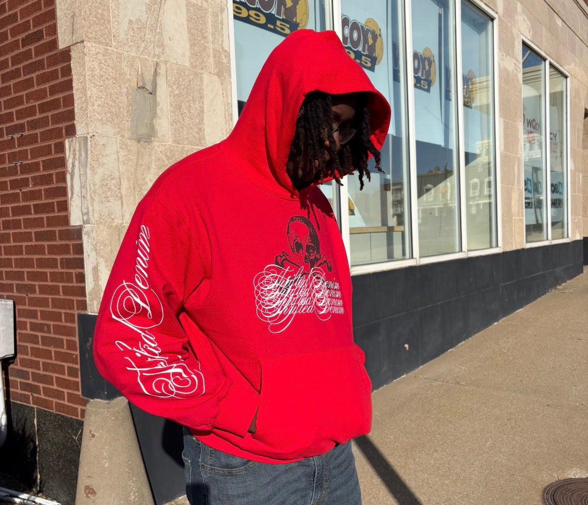 red skull logo hoodie