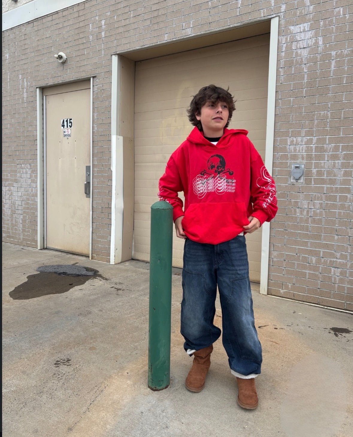 red skull logo hoodie